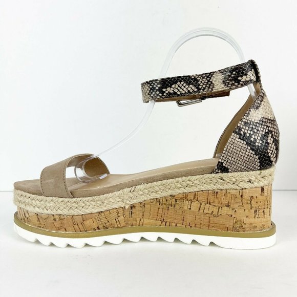 Just Fab Annika Snake Prin Faux Leather Wedge Sandals NIB Size 10 - Picture 5 of 7